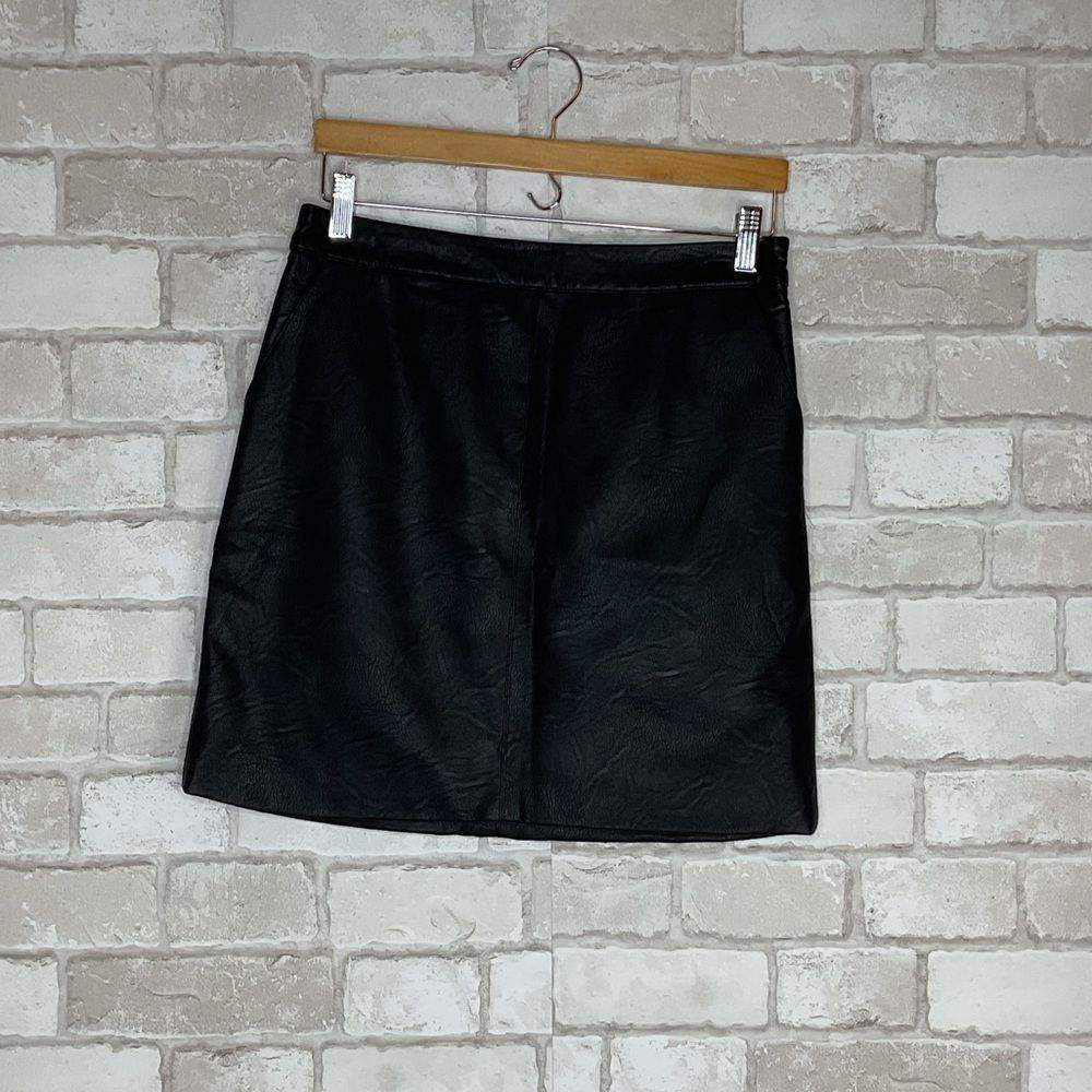 Topshop Faux Leather Black Mini Skirt Size 6